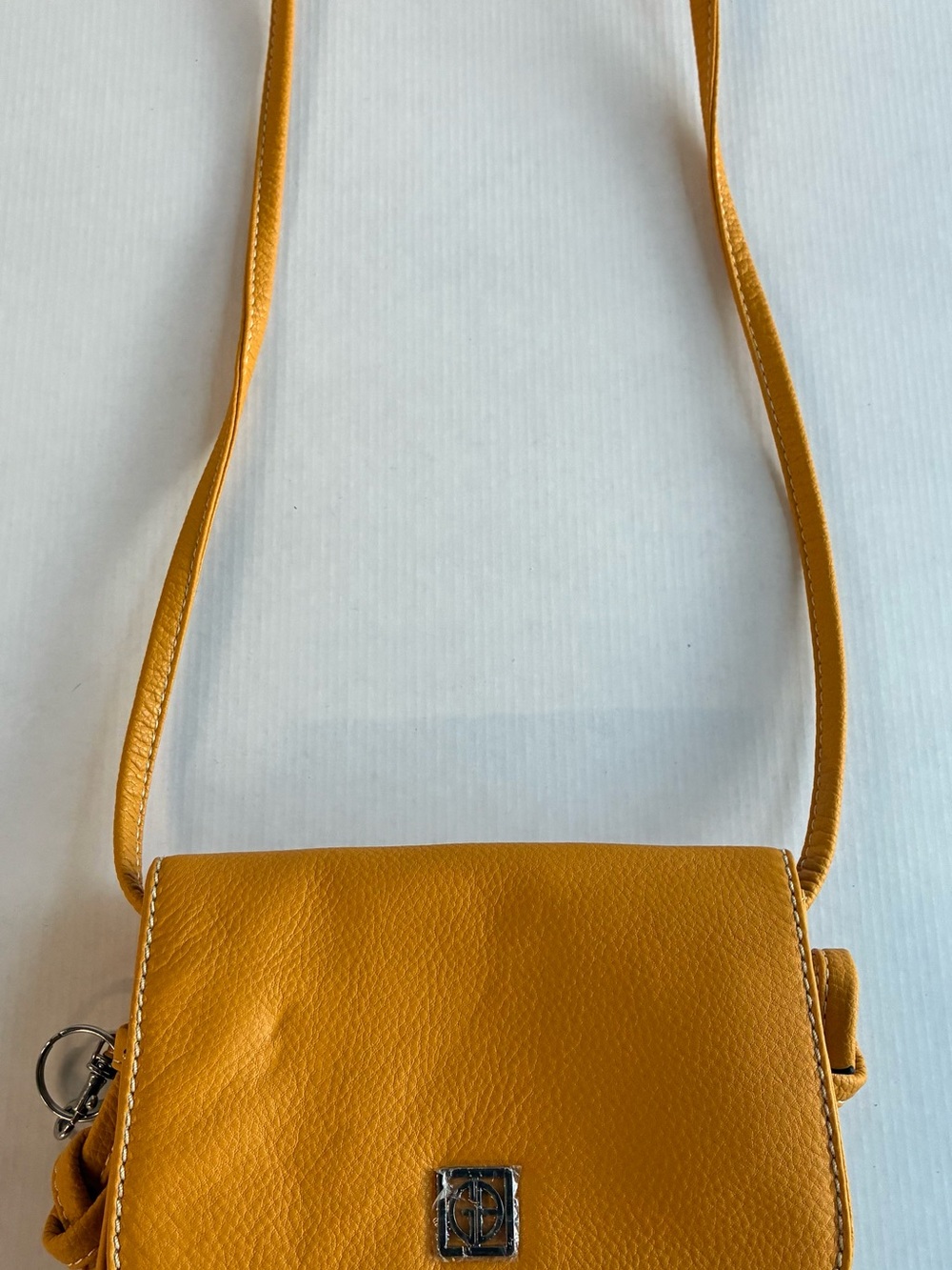 Giani Bernini Mustard Yellow Leather Crossbody Shoulder Bag